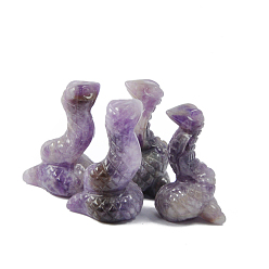Amethyst Natural Amethyst Sculpture Display Decorations, for Home Office Desk, Snake, 31.3x40.7mm
