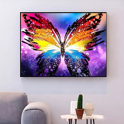 Colorful DIY Butterfly Pattern Diamond Painting Kits, including Acrylic Rhinestones, Dotting Pen, Glue Clay, Tray Plate, Colorful, 300x400mm
