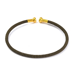 Темно-серый Изготовление браслета из плетеной проволоки из углеродистой стали, с позолоченными латунными заглушками, темно-серый, 0.25 см, внутренний диаметр: 2-3/8 дюйм (6.1 см)