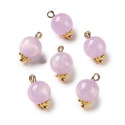Лиловый Подвески сплава cmолы, круглые подвески, с блеском порошок, золотые, сирень, 16x10 мм, отверстие : 2.5 мм