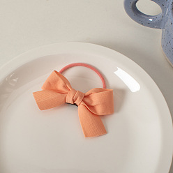 2# Sweet Orange Mandarin Cute Cream-colored Bow Hair Ties for Girls, Soft and Sweet Ponytail Holders