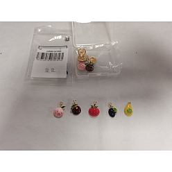 Mixed Shapes 10 шт 5 стили подвески из сплава эмали, фруктовое очарование, золотой свет, разнообразные, 19.5~21.5x12.5~15.5x5~7 мм, отверстие : 1.4~1.8 мм, 2 шт / стиль