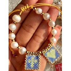 ZZ-B230001O Bohemian Style Single Color Beaded Love Cross Freshwater Pearl Bracelet for Women