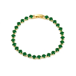 Зеленый Латунные ромбовидные кубические циркониевые ожерелья-чашки для женщин, реальный 18 k позолоченный, стойки покрытие, без кадмия и без свинца, долговечный, зелёные, 7-1/2 дюйм (19.1 см)