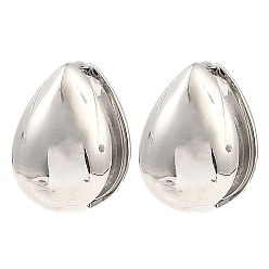 Платина Латунные серьги обруча, слеза, платина, 14.5x14x10 мм