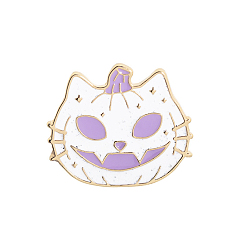 White Halloween Pumpkin Enamel Pin, Golden Alloy Badge for Backpack Clothes, White, 24x27mm