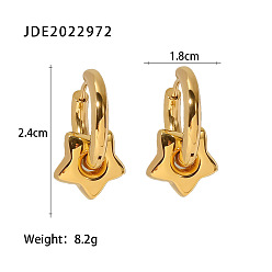 JDE2022972 Stylish 14K Gold Stainless Steel Star Pendant Earrings for Women - Trendy and Versatile Fashion Accessory