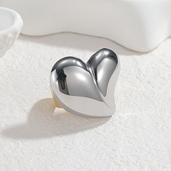 Сердце 304 открытые кольца манжеты из нержавеющей стали, золотые и нержавеющая сталь цвет, сердце, 18 мм