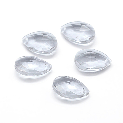 Clear Faceted Glass Pendants, Teardrop, Clear, 22x13x8.5mm, Hole: 1mm