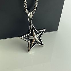 Нержавеющая Сталь Цвет Стильное 304 ожерелье-подвеска в форме панк-звезды из нержавеющей стали унисекс, хип-хоп модный кулон, цвет нержавеющей стали