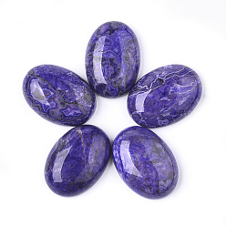 Slate Blue Natural Ripple Jasper Cabochons, Dyed & Heated, Oval, Slate Blue, 25x17.5~18x7mm