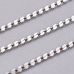 Stainless Steel Color 304 Stainless Steel Curb Chains, Soldered, with Spool, Stainless Steel Color, 3.4x1.9x0.8mm, about 65.61 Feet(20m)/roll