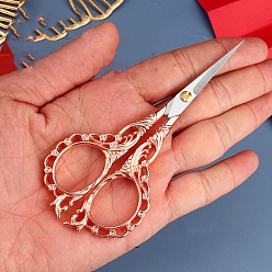 Rose Gold Stainless Steel Scissors, Paper Cutting Scissors, Portable Hollow-out Flower Embroidery Scissors, Rose Gold, 125x55mm