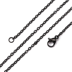 Gunmetal 304 Stainless Steel Cable Chain Necklaces, with Lobster Claw Clasps, Gunmetal, 19.48 inch(49.5cm), 2mm