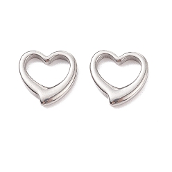 Stainless Steel Color 304 Stainless Steel Linking Rings, Heart, Stainless Steel Color, 16.5x16.5x3mm