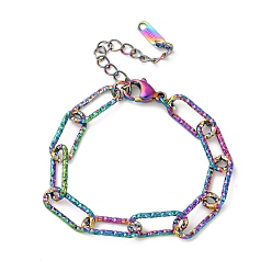 Rainbow Color 304 браслеты-цепочки из нержавеющей стали со скрепками для женщин и мужчин, ионное покрытие (ip), Радуга цветов, 6-1/4 дюйм (16 см)