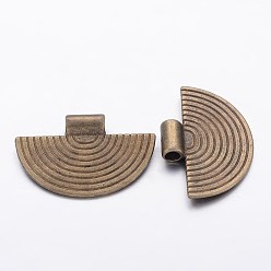 Antique Bronze Tibetan Style Alloy Pendants, Half Flat Round, Antique Bronze, Lead Free and Cadmium Free, 23x34mm, Hole: 3.5mm