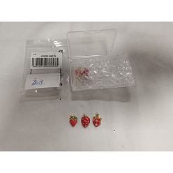 Красный 6шт 3 стили латунные эмалевые подвески, со стразами, клубничное очарование, золотые, красные, 15.5~17.5x11~12.5x5~7 мм, отверстие : 4.5~5x3 мм, 2 шт / стиль