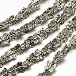 Antique Silver Tibetan Style Butterfly Alloy Bead Strands, Lead Free & Cadmium Free, Antique Silver, 9x10.5x3mm, Hole: 2mm, about 30pcs/strand, 8 inch