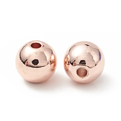 Rose Gold Rack Plating Brass Beads, Cadmium Free & Lead Free, Round, Rose Gold, 7.8x7mm, Hole: 2mm