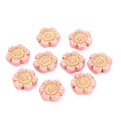 Plum Czech Glass Beads, Flower, Plum, 14x14mm, Hole: 0.8~1mm