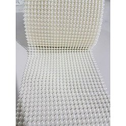 Creamy White 24 Rows ABS Plastic Imitation Pearl Mesh Ribbon Roll, Wedding Party Home Decor, Creamy White, 110x2mm, about 10yards/roll(9.144m/roll)