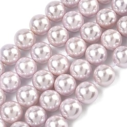 Лиловый Гальванические оболочки жемчужные бусы пряди, круглые, сирень, 10 мм, отверстие : 0.8 мм, около 39 шт / нитка, 15.67'' (39.8 см)