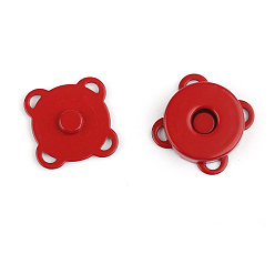 Red Zinc Alloy Purse Snap Clasps, Magnetic Clasps, Closure for Purse Handbag, Red, 1.9x1.9x0.55cm