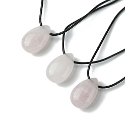 Розовый Кварц Естественно розового кварца кулон ожерелье, воском шнура, слеза, 14.17~27.95 дюйм (36~71 см)