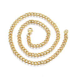 Golden Men's 201 Stainless Steel Cuban Link Chain Necklace, Golden, 17.72 inch(45cm), Wide: 5mm