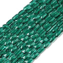 чирок Прозрачные стеклянные бусины, прямоугольные, граненые, зелено-синие, 7x4.5x3.5 мм, отверстие : 0.9 мм, около 79~80 шт / нитка, 21.65''~22.24'' (55~56.5 см)