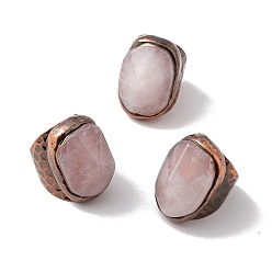 Розовый Кварц Натуральный розовый кварц неправильной овальной формы открытое кольцо-манжета, массивное женское кольцо из красной меди и латуни, без кадмия и без свинца, размер США 7 3/4 (17.9 мм)