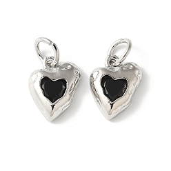 Черный Латунные микро проложить кубического циркония подвески, сердце прелести, стойки покрытие, прочное покрытие, без кадмия и без свинца, с целью перехода в кольце, чёрные, 12.5x10.5x3.5 мм, отверстие : 4.5 мм