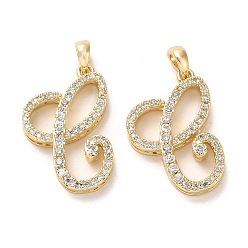 Golden Brass Micro Pave Cubic Zirconia Pendants, Long-Lasting Plated, Symbol, Golden, 24.5x17x4.5mm, Hole: 4x3.2mm