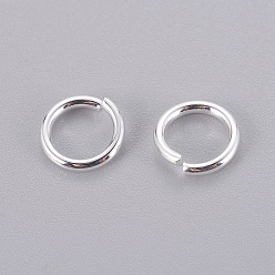 Серебро 304 кольца прыжок из нержавеющей стали, открытые кольца прыжок, серебряный цвет гальваническим, 8x1.2 мм, Внутренний диаметр: 5.7 мм