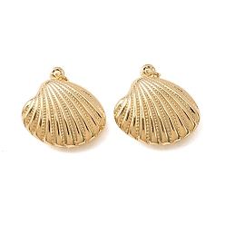 Real 18K Gold Plated Brass Pendants, Shell Shape Charms, Long-Lasting Plated, Rack Plating, Lead Free & Cadmium Free, Real 18K Gold Plated, 19.5x19x7mm, Hole: 2mm
