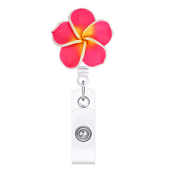 Tomato Flower Polymer Clay Retractable Badge Reel, Card Holders, ID Badge Holder Retractable for Nurses, Tomato, 350x35mm