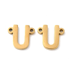 Letter U Ion Plating(IP) 304 Stainless Steel Connector Charms, Letter, Letter U, 9.5x10x1.5mm, Hole: 1.2mm