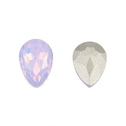 Violet K9 Glass Rhinestone Cabochons, Pointed Back & Back Plated, Faceted, Teardrop, Violet, 10x7x3.7mm