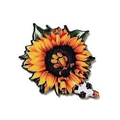 Flower Halloween Printed Acrylic Pendants, Sunflower Pattern, 46.5x35x2.5mm, Hole: 1.6mm