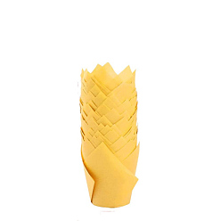 Oro Tazas para hornear magdalenas de papel de tulipán, moldes para muffins a prueba de grasa soportes para hornear envoltorios, oro, 50x80 mm