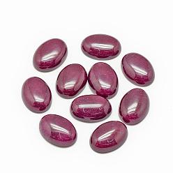Medium Violet Red Natural White Jade Cabochons, Dyed, Oval, Medium Violet Red, 18x13x5mm