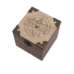 Star Square Wooden Storage Boxes, for Witchcraft Articles Storage, BurlyWood, Star, 10x10x10cm