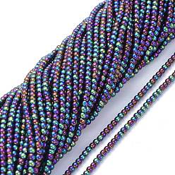 Multi-color Plated Electroplate Glass Beads Strands, Full Plated, Round, Multi-color Plated, 2.5mm, Hole: 0.7mm, about 177pcs/Strand, 14.09 inch(35.8cm)