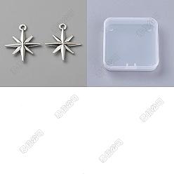 Antique Silver 100Pcs Tibetan Style Alloy Pendants, Star Charms, Antique Silver, 23x20x2.5mm, Hole: 1.8mm