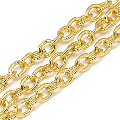 Gold Aluminum Cable Chains, Unwelded, Oval, Gold, 13x10x2.3mm