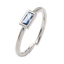 Морской Синий Прямоугольные латунные манжеты со стеклом для женщин, долговечный, стойки покрытие, без свинца и без кадмия, платина, Marine Blue, 1.5 мм, внутренний диаметр: 15.3 мм