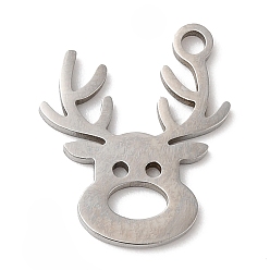 Stainless Steel Color Christmas 201 Stainless Steel Pendants, Elk Charm, Stainless Steel Color, 15.5x12.5x1mm, Hole: 1.5mm