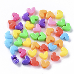 Mixed Color Opaque Polystyrene(PS) Plastic Beads, Heart, Mixed Color, 7x9.5x5mm, Hole: 3.5mm, about 3000pcs/500g