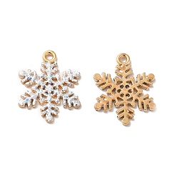 Light Gold Alloy Rhinestone Pendants, Snowflake Charms, Light Gold, 21.5x17x1.5mm, Hole: 1.6mm